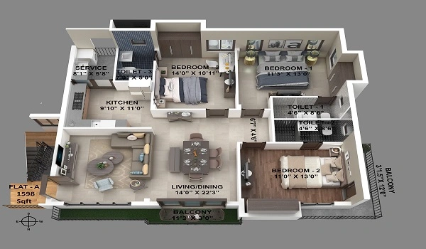 Featured Image of Prestige Oakville 3 bhk apartment floor plan